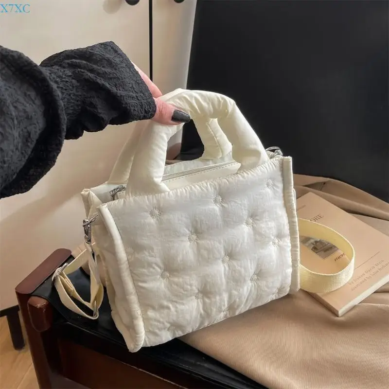 X7XC Women Bag Trendy Shoulder Bag Korean Styles Handbag Purse Puffer Crossbody Bag Top Handle Bag Small Square Bag