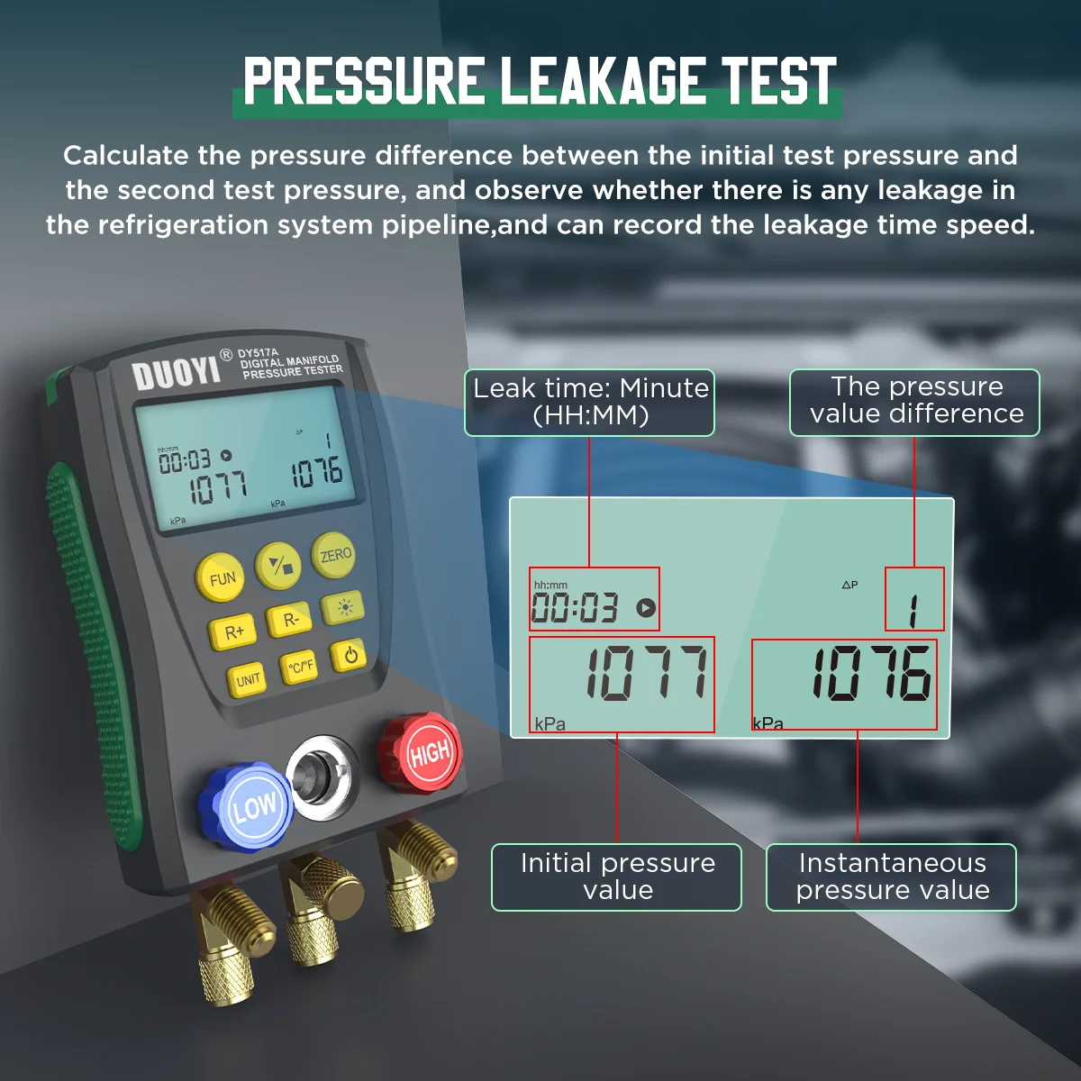 DY517 PLUS Манометр Холодильный цифровой вакуумный тестер коллектора