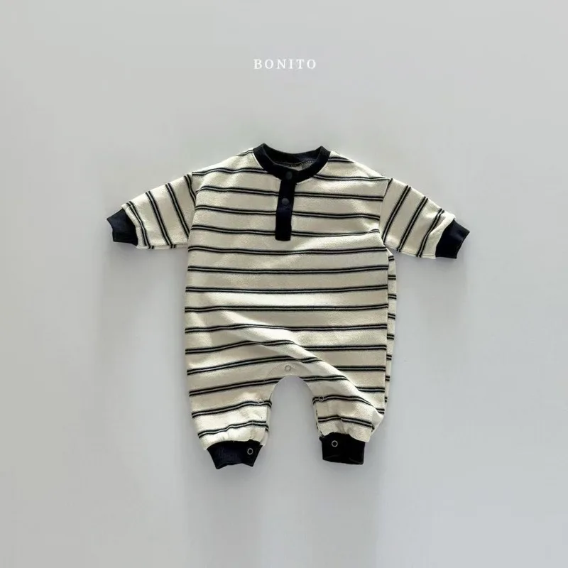 INS Baby Jungen Strampler RAISE Herbst 6-24M Kinder Jungen Gestreifter Overall Locker Lässiger Kleinkind Neugeborenen Jungen Einteiler Bodysuit – Detail 7