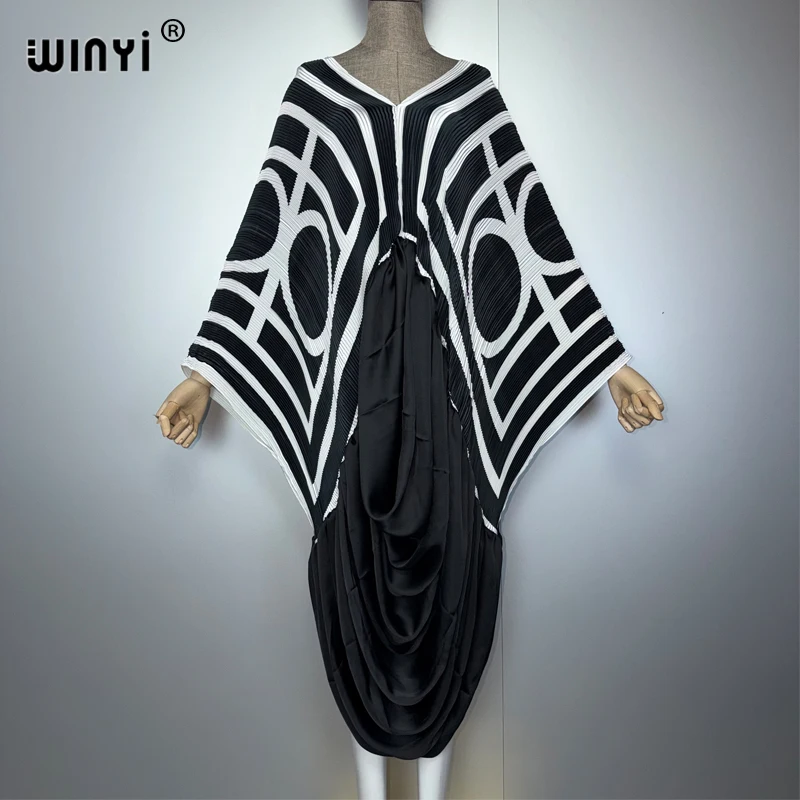 

WINYI Pleated loose dress dubai luxury Female kaftan muslim woman clothing holiday beach cover-ups boho woman clothing dresses