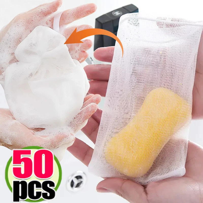 Portable Soap Foaming Mesh Specialized Facial Cleansing Bubble Net Bathroom Gel Soap Exfoliating Drawstring Bags For Shower
