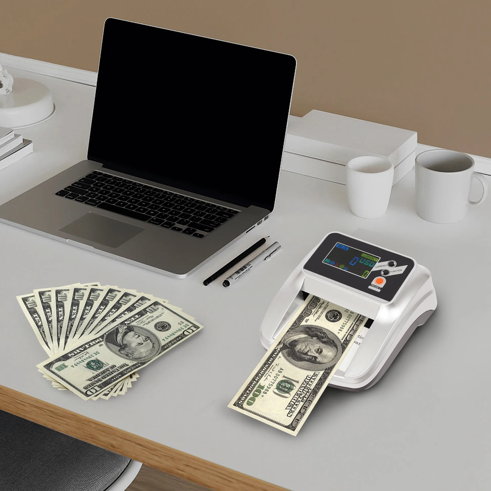 Rilevatore di fatture per contatore di denaro nel dollaro americano, controllo contraffatto per banca, vendita al dettaglio, supermercato, negozio, generi alimentari, ristorante