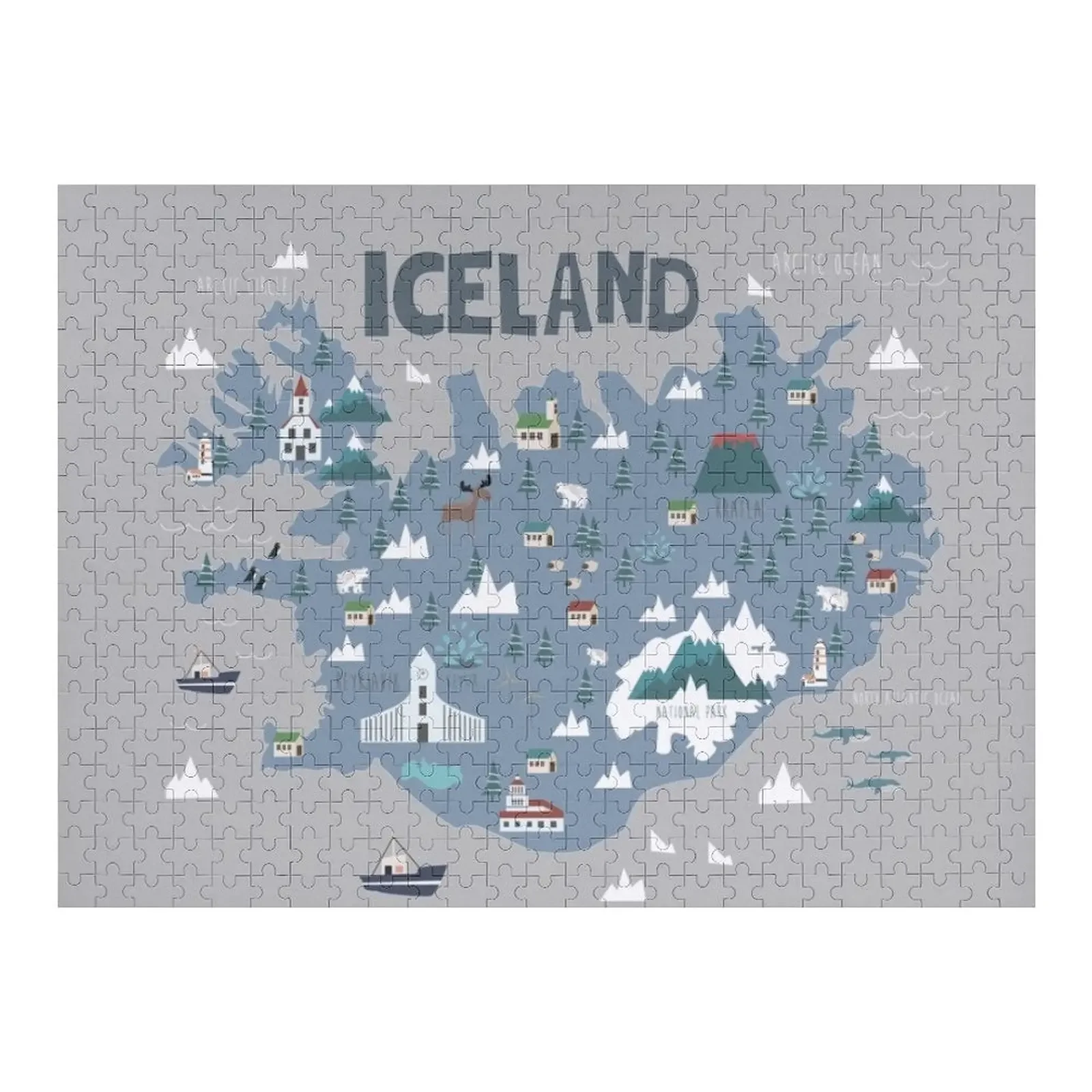 

ICELAND illustrated map Jigsaw Puzzle Name Wooden Toy Custom Child Gift Toys For Children Puzzle