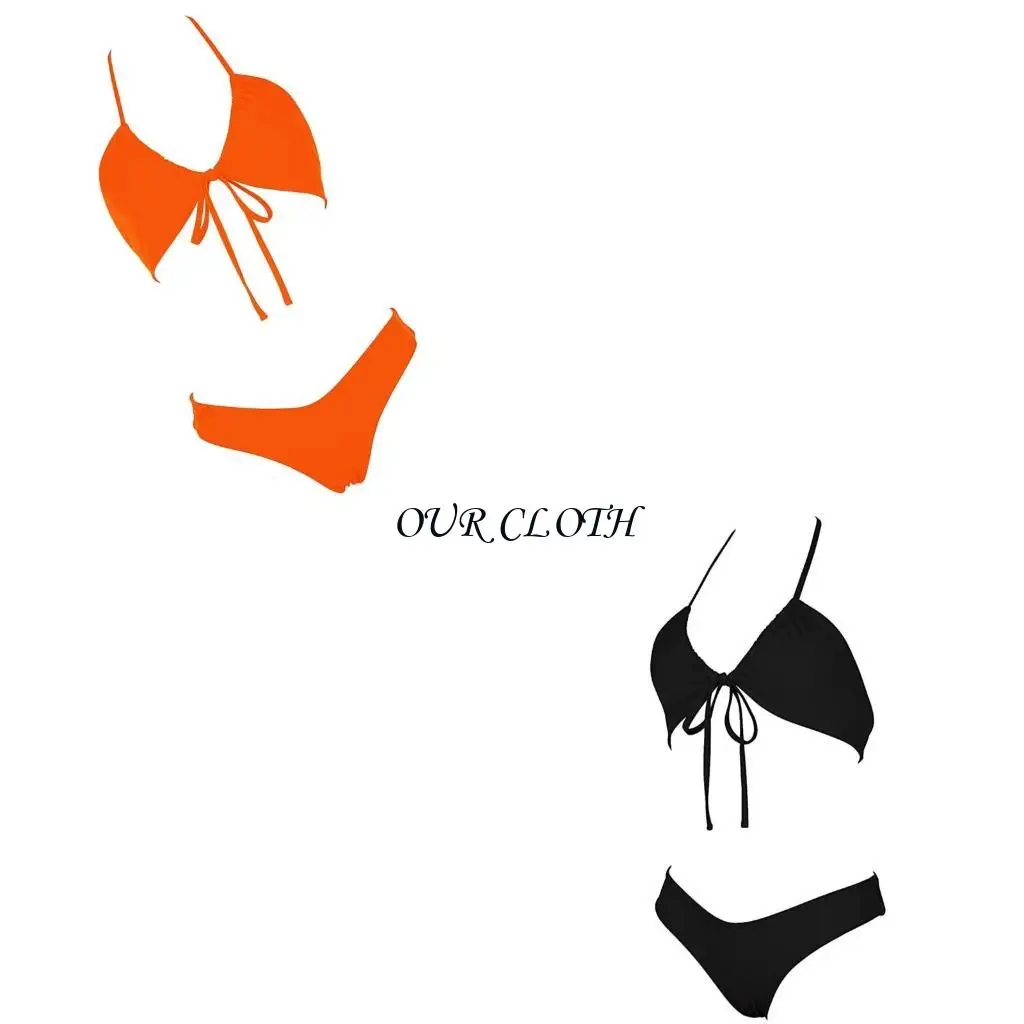 

Fashionable Push Up Bathing Suit for Women Halterneck Swimsuit V Neck Swimming Costume Adjustable Front Tie Swimwears Y1AC