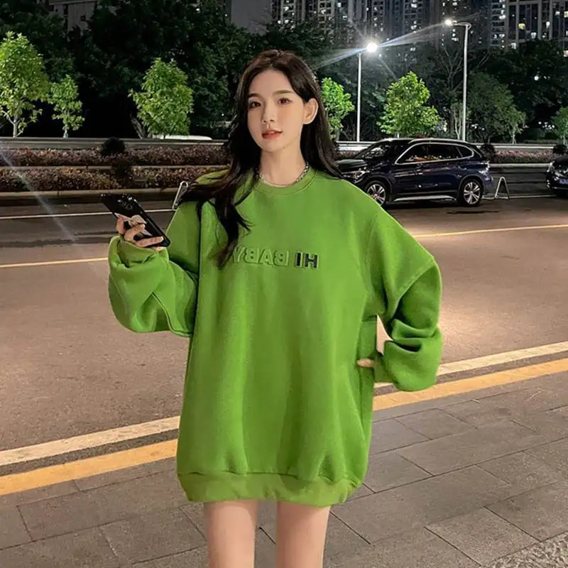 New fashionable loose and plush thick hooded sweatshirt for women's autumn and winter ins lazy style explosive jacket