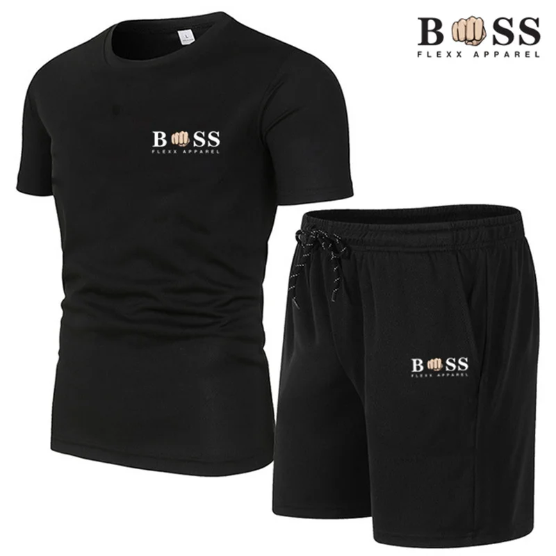 Camiseta e shorts de manga curta masculina, conjunto de moda fitness, roupa esportiva de secagem rápida, casual, novo, 2 peças, 2024