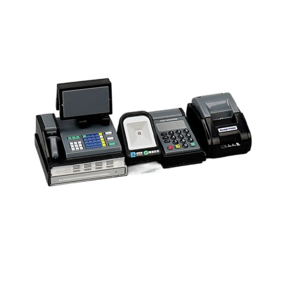 Mini Doll House Cash Register 1:6/1:12 Scale Black Gray Miniature Cash Register Funny DIY Mini Supermarket Store Card Machine