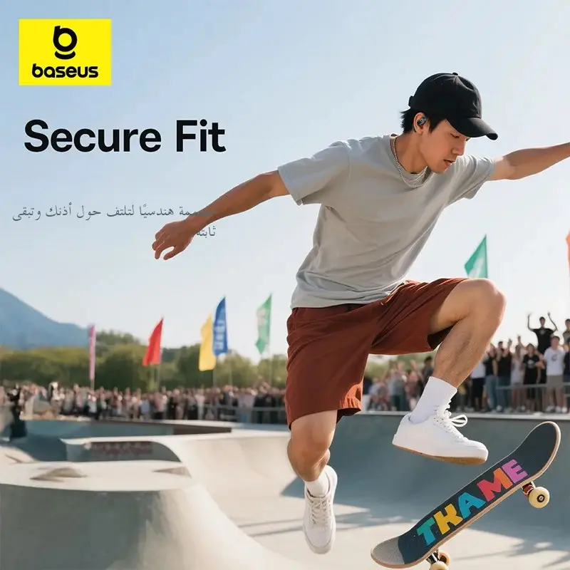 سماعات أذن Baseus Eli 2i Fit مفتوحة، لاسلكية حقيقية بتقنية Bluetooth 6.0، خطافات أذن، مقاومة للماء IPX5، سماعات أذن رياضية، تعزيز الجهير - 5