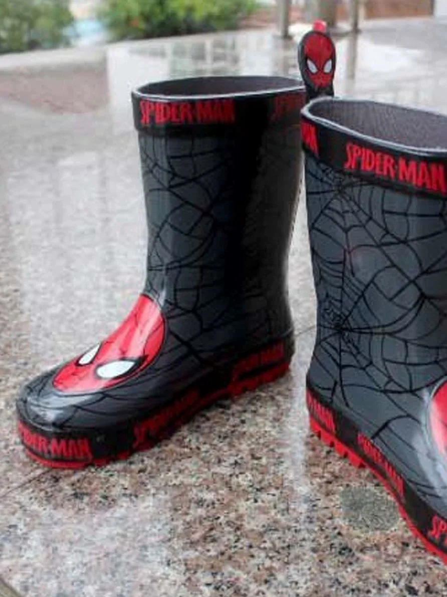 Disney cartoon kids Spider-Man Boots Student Rain Boots Children's  Fashion  Shoes Non-Slip Short shoes