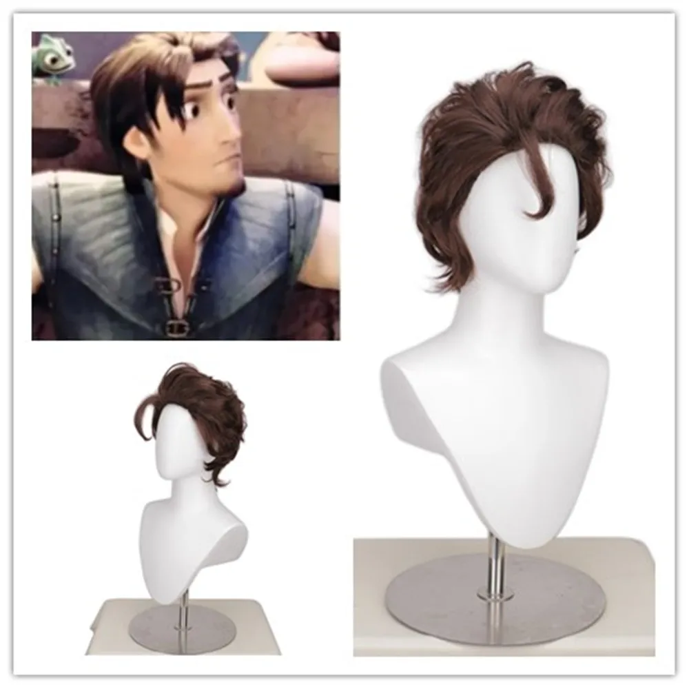 

Tangled Cosplay Wig Rapunzel Flynn Rider Men Short Curly Brown Wigs Synthetic Hair for Adult Role Play Wigs