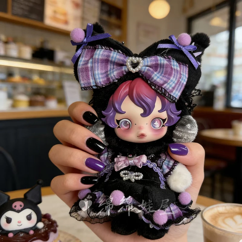 新しいスカルパンダかわいいピンクの着物紫のドレスビニール人形の服アクセサリー