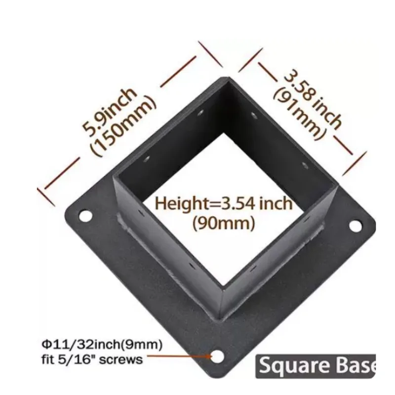 2Pcs 4x4 Heavy Duty Powder Coated Post Base Bracket, Matte Black Wood Column Anchor for Pergola Deck
