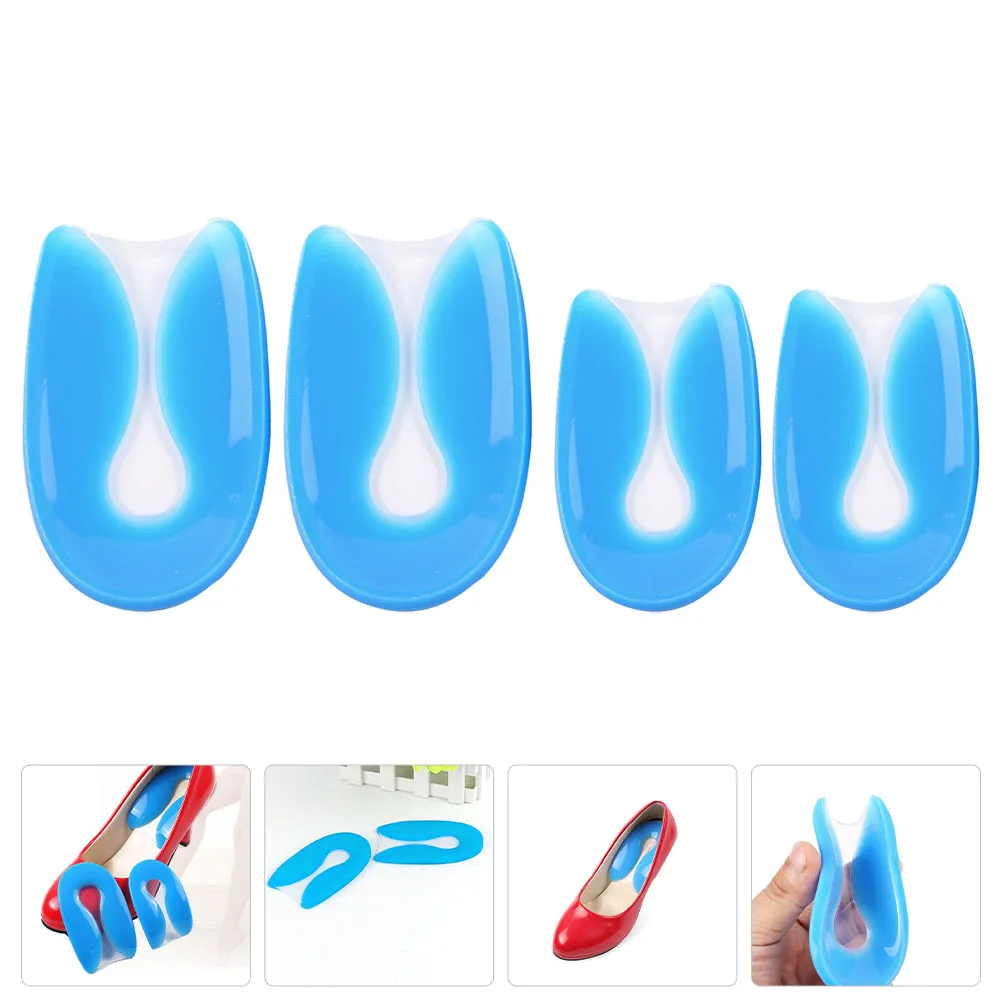 

2Pairs U-Shaped Heel Pads Silicone Cushions Foot Support Inserts Perfect for Shoes Pain Relief Foot -Shaped Heel Pad