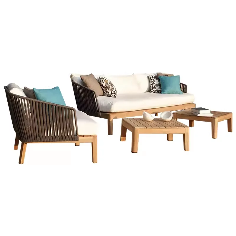 

Solid wood balcony waterproof Nordic leisure open-air garden outdoor courtyard rattan chair furniture