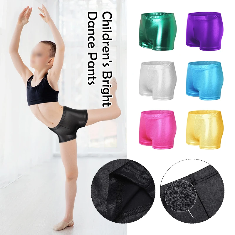 

Bright Bronzing Girls Gymnastics Shorts Elastic Ballet Boxer Kids Ballerina Performance Dancing Short Leotard Pants Bottom