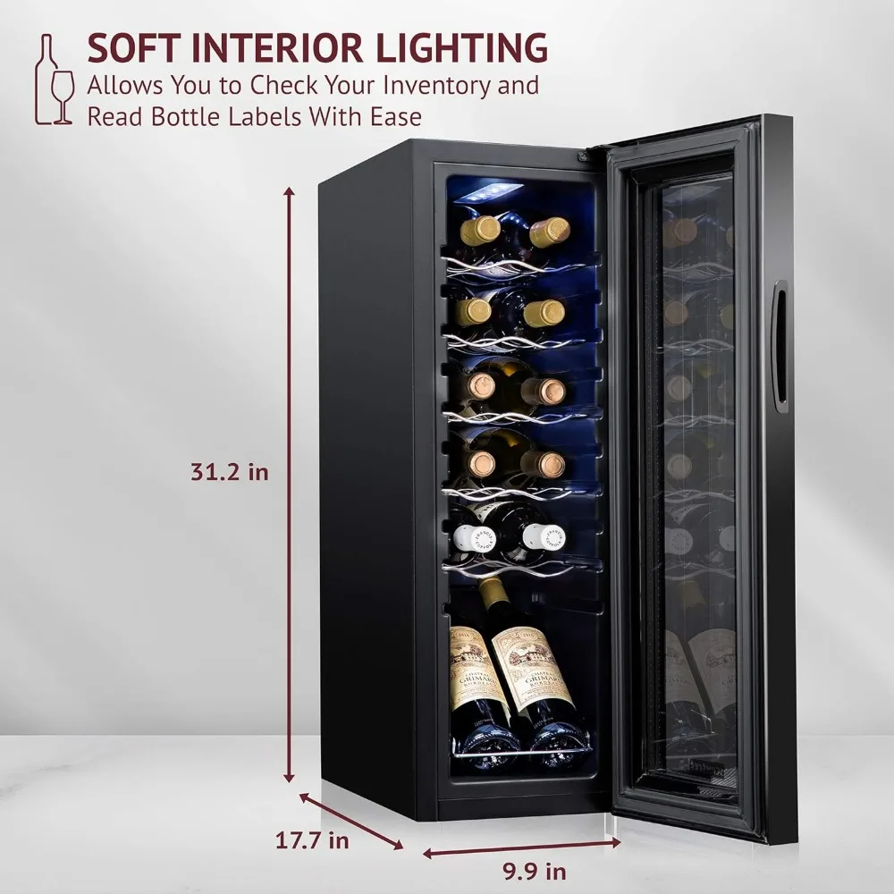 مبرد مبرد نبيذ ضاغط زجاجة ، قبو نبيذ قائم بذاته كبير ، درجة حرارة رقمية ، 41f-64f