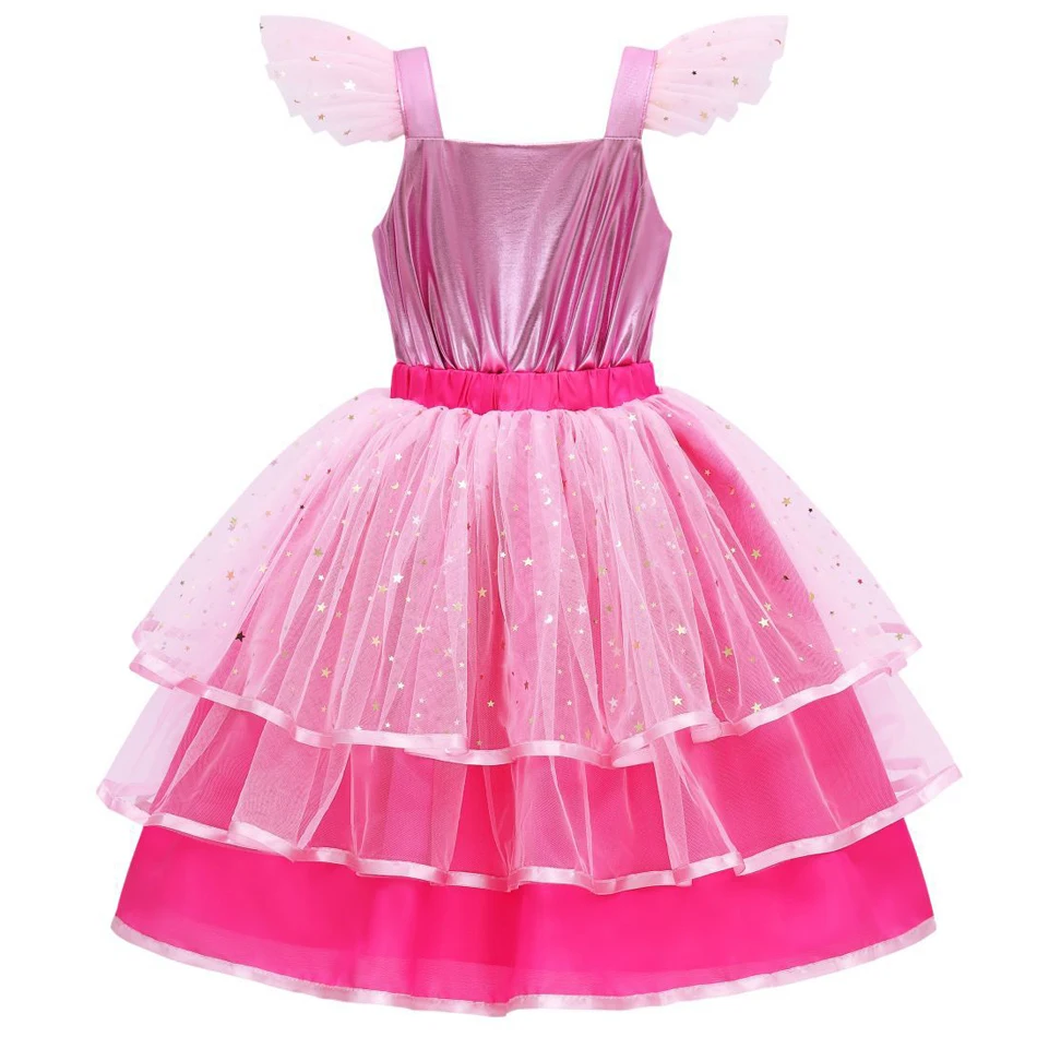 Costume de film Margot pour enfants, robe de dessin animé rose étoilé, tutu en maille, lettre B, Robbie, Barbi, Halloween, fête d'anniversaire, filles