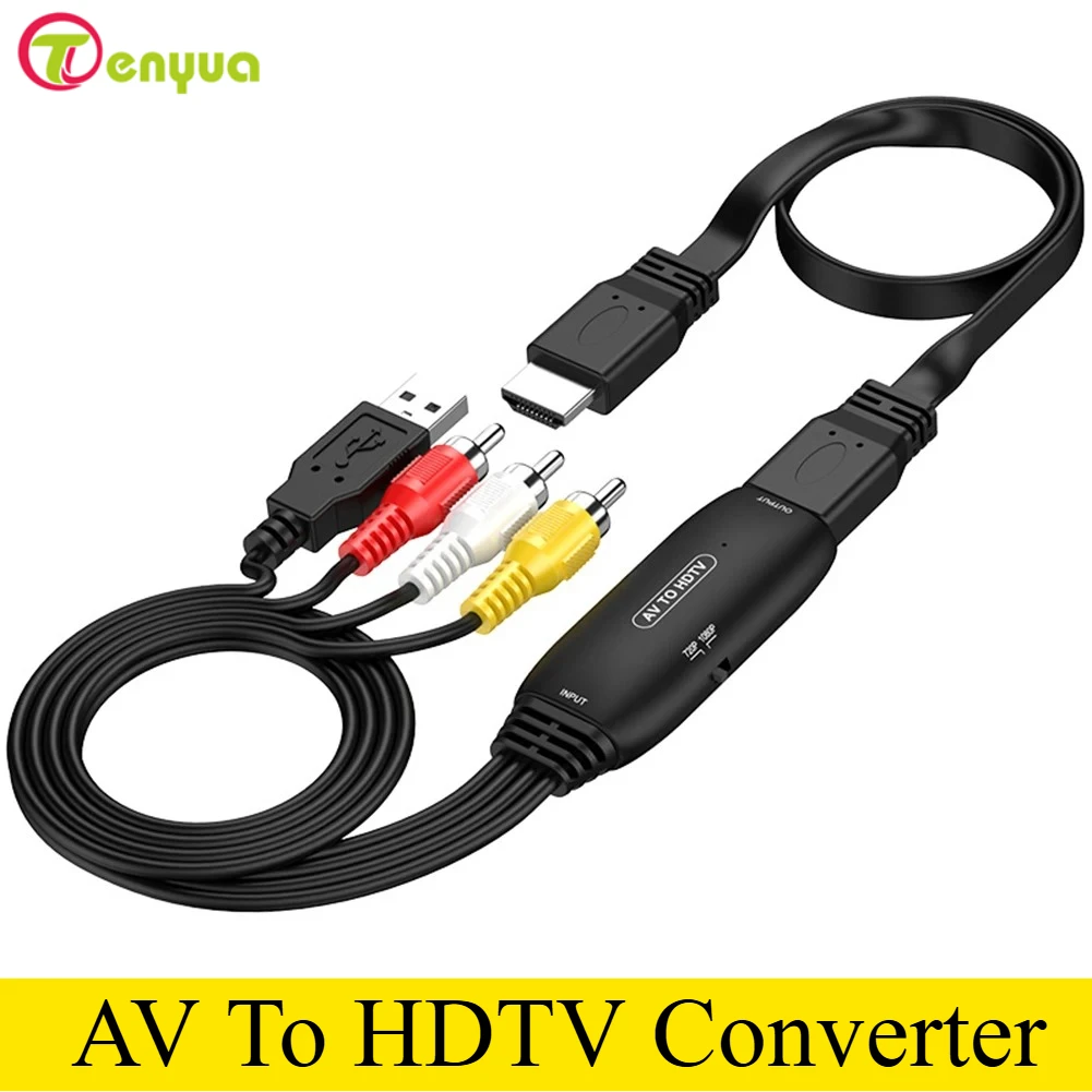 محول TenYua RCA إلى HDTV 1080p/720p AV إلى محول متوافق مع HD RCA مركب CVBS AV إلى محول متوافق مع HD