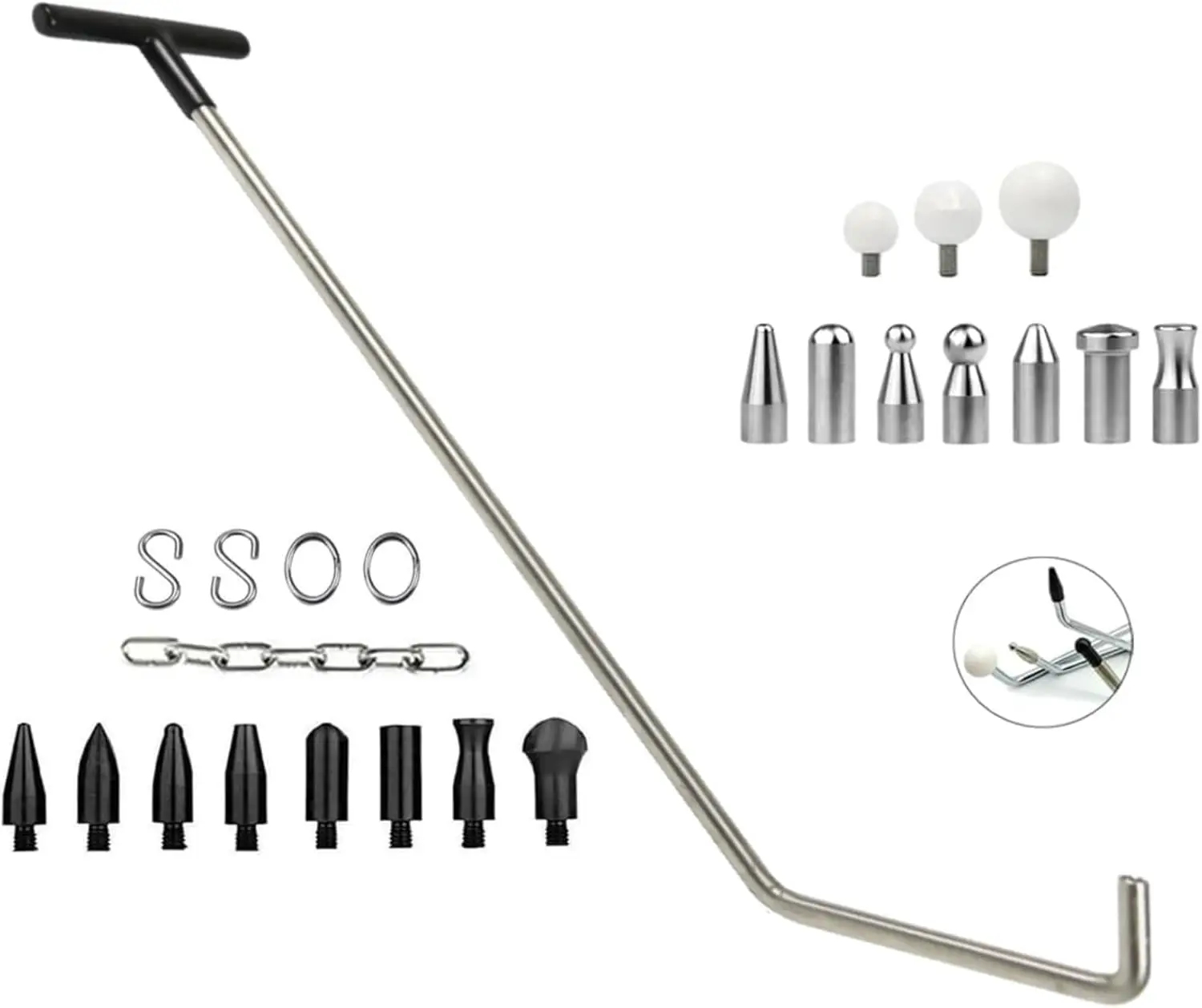 

Paintless Dent Repair Kit - Stainless Steel Rods with S-Hook for Car Dent & Hail Damage Repair