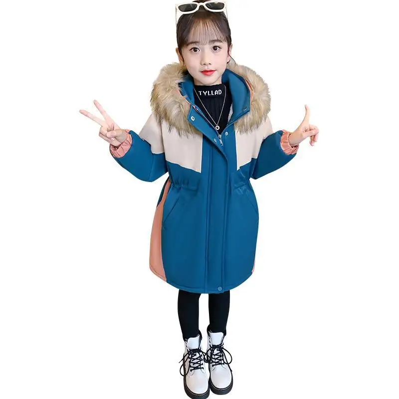 

2023 Winter Jacket For Girls Coat Teen Kids Parka Snowsuit Fashion Waterproof Outerwear Children's Clothing 5 6 8 10 12 14Year