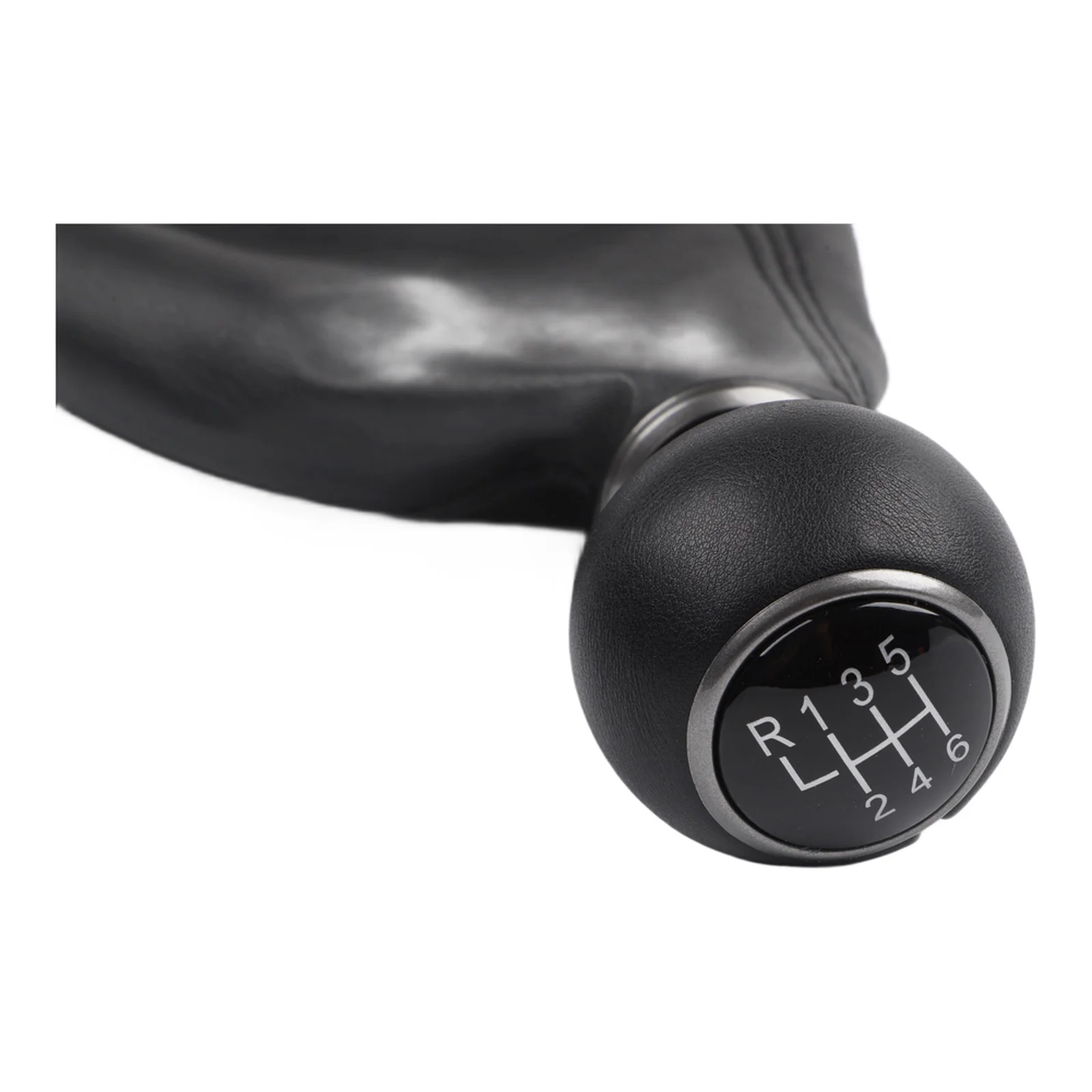 Stylish Black Leather Gear Knob Gear Shift Cover Plastic Artificial Leather 6-speed Gear Knob Stitching Pattern Design