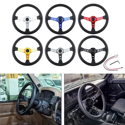 14inch 350mm PU Leather Car Racing Steering Wheel Aluminum Alloy Deep Corn Dish Sport Drifting Steering Wheels Universal