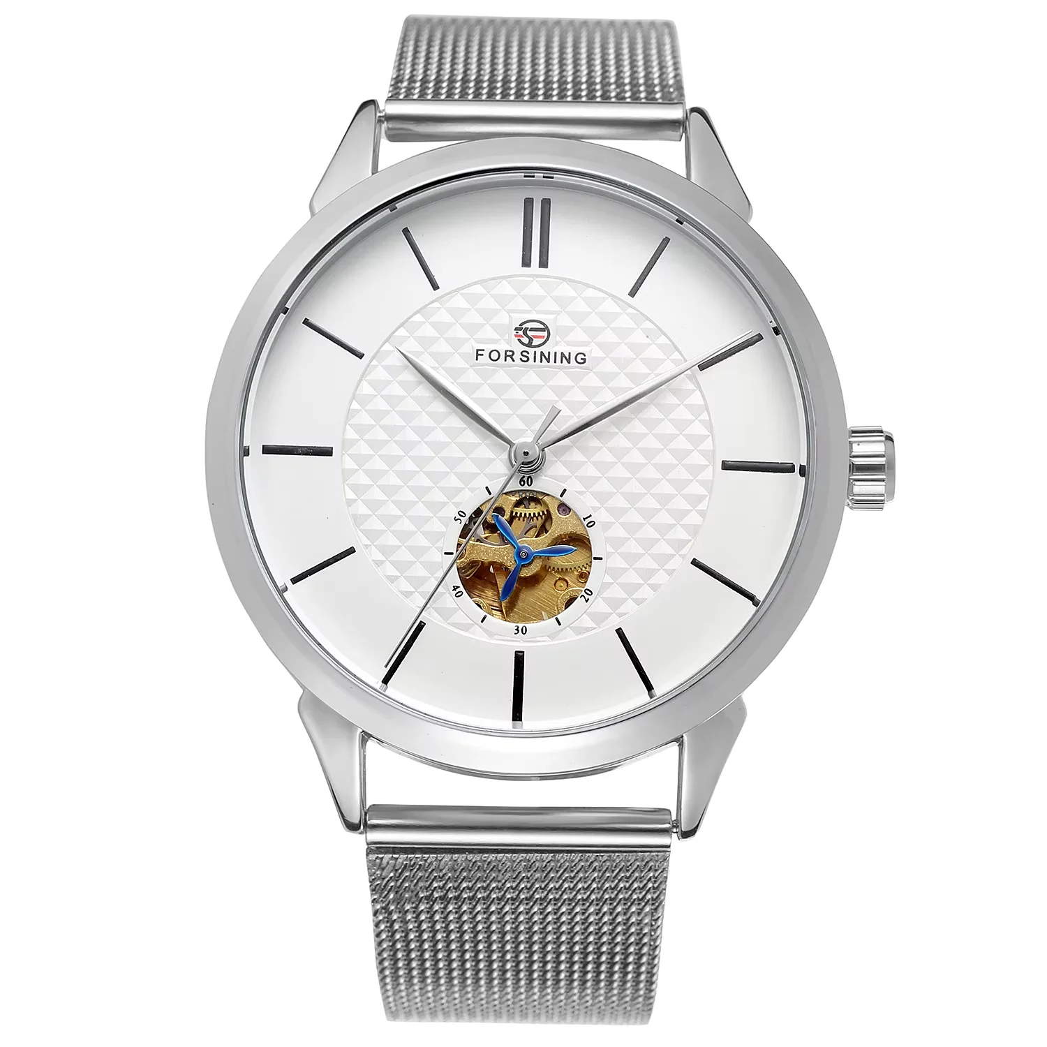 

FORSINING casual simple mechanical watch Small ring hollow nail scale penetrable mechanical watch Circular men's watch