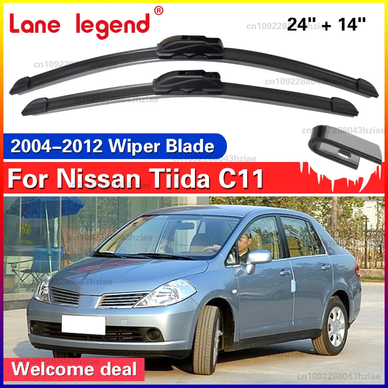 2PCS Auto Wischer für Nissan Tiida C11 2004-2012 Frontscheibe Scheibenwischer Klinge Gummi Zubehör 24 "+ 14"