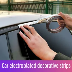 10/15/20/30mm Universal Auto Self Adhesive Side Door Chrome Strip Moulding Decoration Bumper Protector Trim Tape Car Sticker