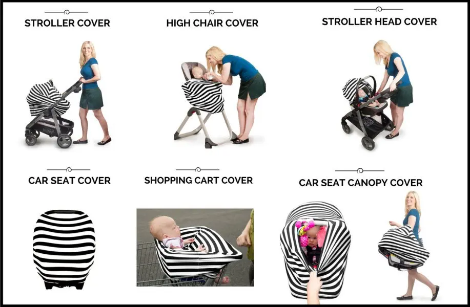 Striped Baby Car Seat Cover Nursing Cover for Newborn Baby Feeding 100% Cotton Baby Car Seat Canopy Soft Breastfeeding Shawl