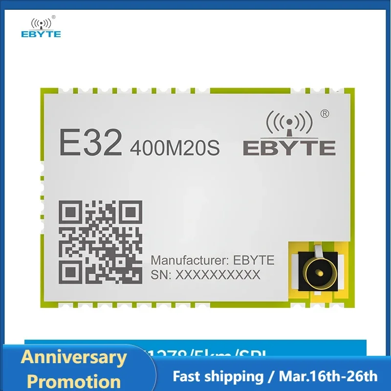 SX1278 LoRa Wireless Module E32-400M20S 433/470MHZ 5KM IPEX/Stamp Hole Antenna SPI Interface SMD LoRa Spread Spectrum Module