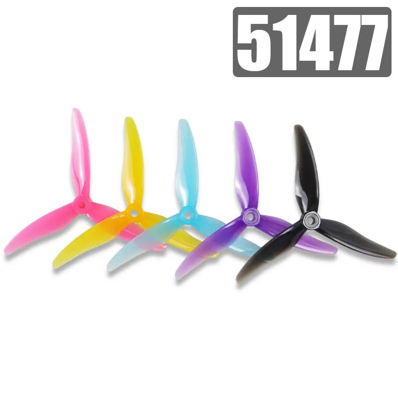2Pairs Gemfan Hurricane 51477 MAX 5 Inch 3-Blade/Tri-Blade Props PC Propeller for 2207 2100kv FPV Freestyle Long Range Drone DIY