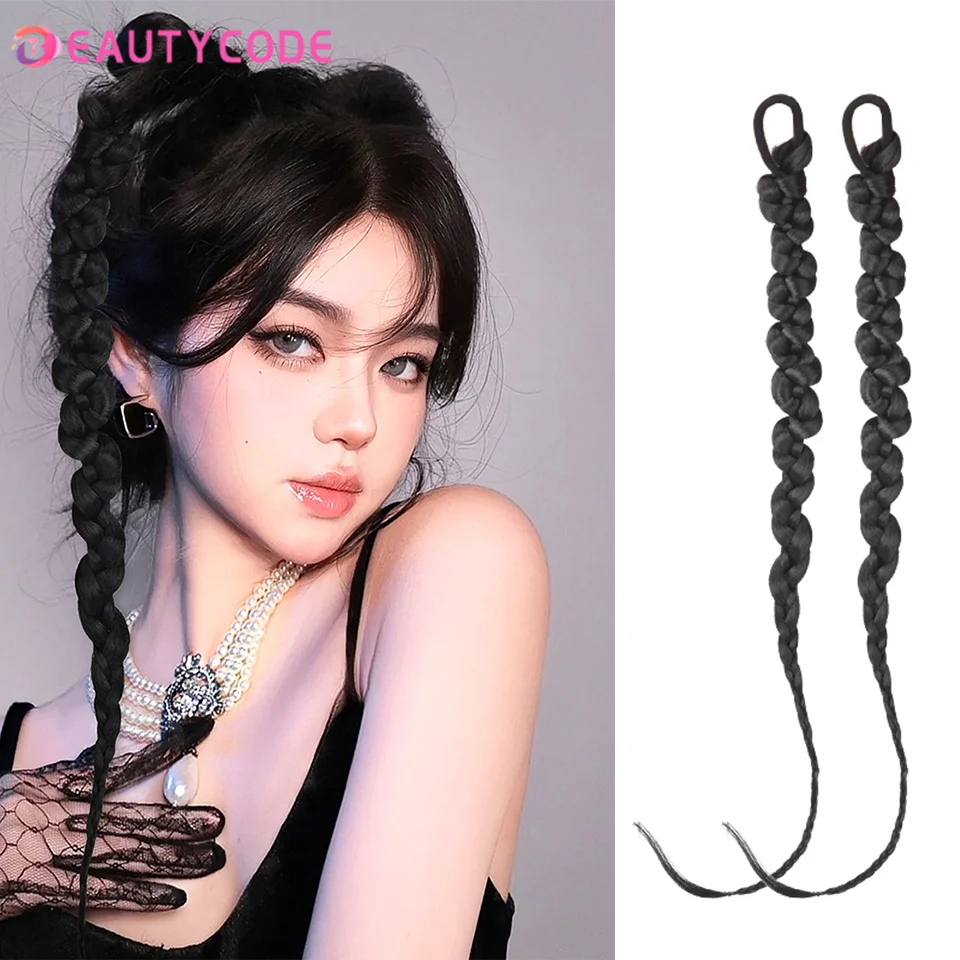 BEAUTYCODE ยาวสังเคราะห์ Braiding Braid ที่ยืดผมด้วยยางรัดแหวนมวย Braids Hairpiece หางม้า Extensions