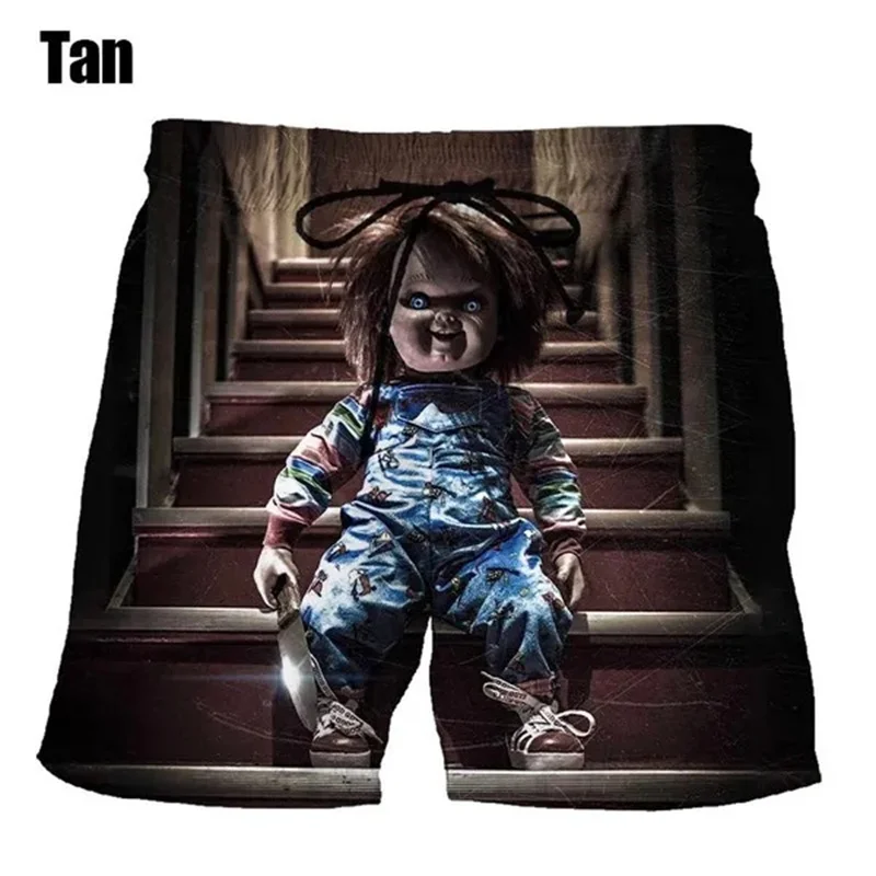 Chucky Doll Horror Graphic Beach Shorts Men 3D Print Board Shorts Swimsuit Bermuda Surfing Swim Trunks Cool Kids Ice Short Pants