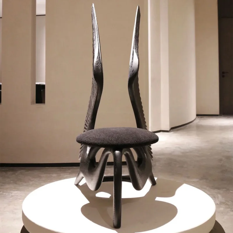 Solid Wood Art Angel Chair Exhibition Hall Model Room Designer Backrest Chair Wabi-Sabi Style Villa Single Chair