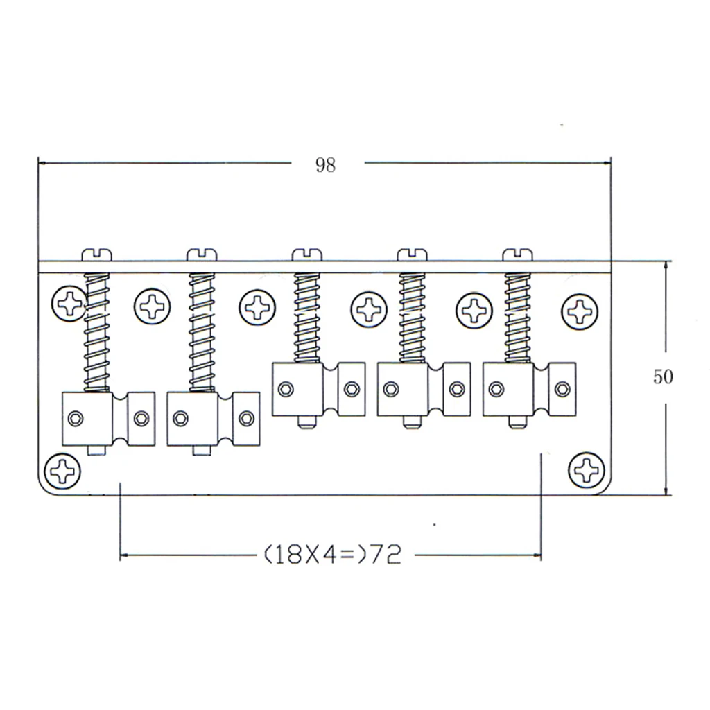 5 String Electric Bass Bridge Zinc Alloy Replacement Part Set with Screw Wrench for Guitar and Bass Accessories