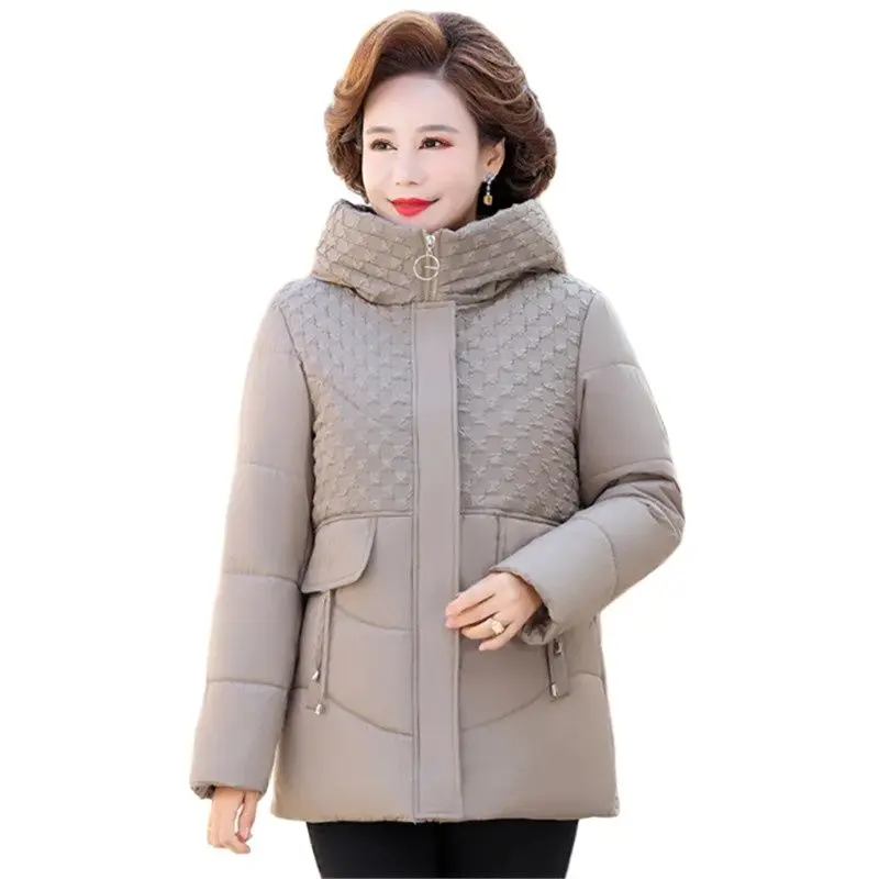 

Winter Down Cotton Jacket Women 2023 New Loose Thicken Hooded Coat Pure Colour Parka Overcoat Fashion Pocket Outerwear Female