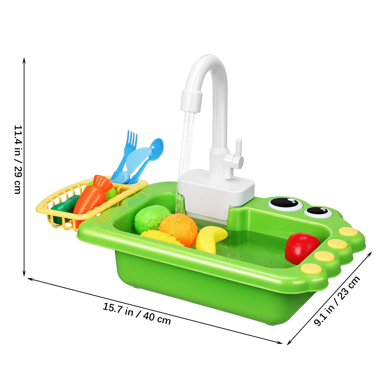 1 conjunto de pia infantil com água corrente, torneira realista, pia de cozinha, estação de lavagem para crianças, mesa de água compacta e segura