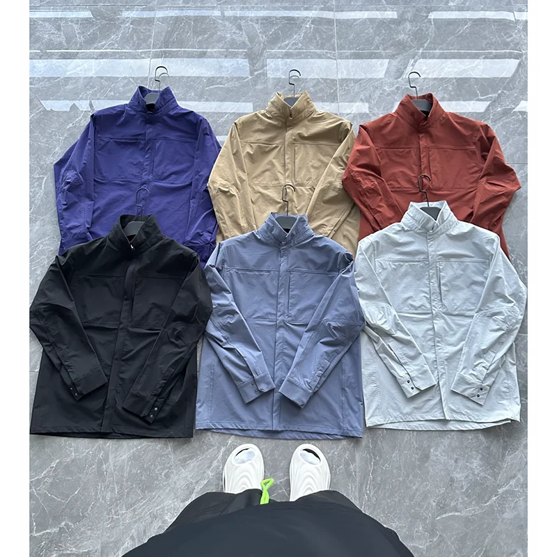 

Qui Dry Outdoor Commute irt Casual Vintage Multi ket Windproof Water Resistant Jaet Top for Men Stand Fit Long Sl...