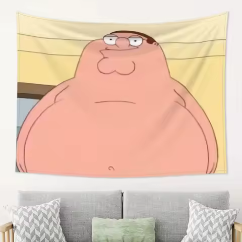 VIKAMA Funny Cartoon Tapestry Featuring Iconic Peter Griffin Ideal for Home Decoration and Playful Ambiance Decoration