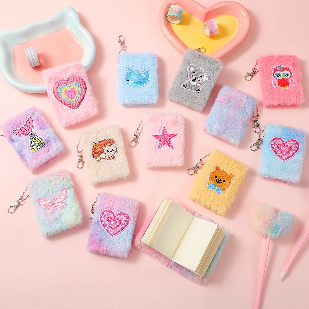 1pc Cute Cartoon Butterfly Plush Hanging Notebook Students Desktop Mini Diary Homework Book Children Back-to-School Reward Gift