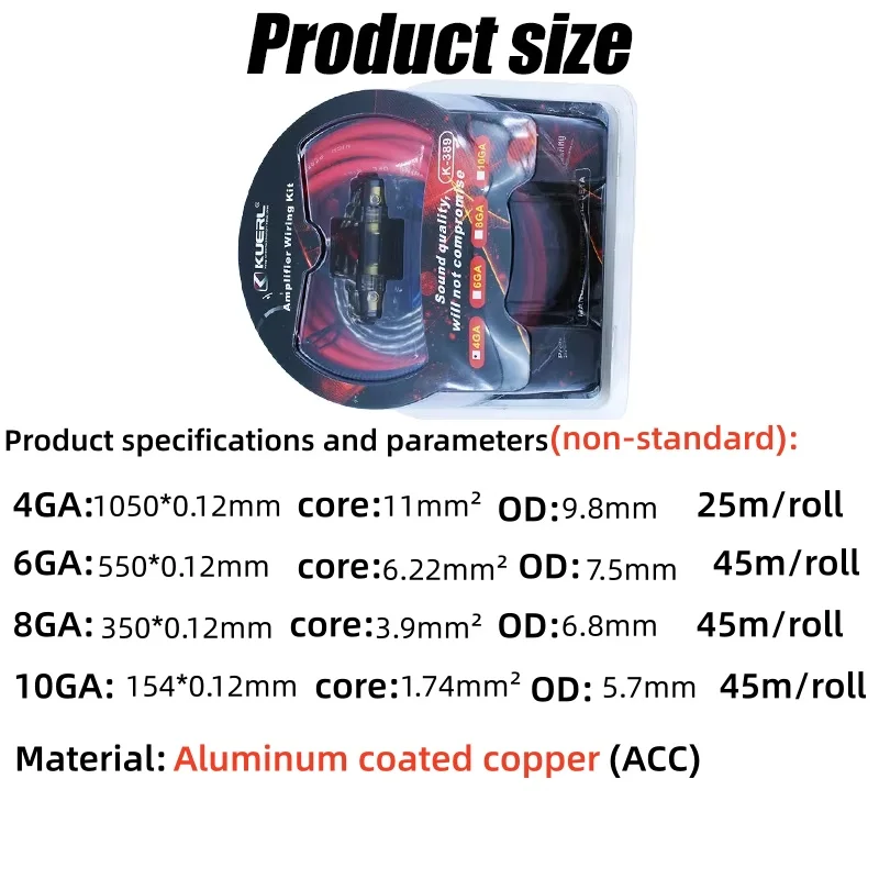 10/8/6/4 GA Car Amplifier Wiring Kit Car Amplifier Cable Set 60Amp Fuse Holder Set Subwoofer Modification Connection Cable Kit