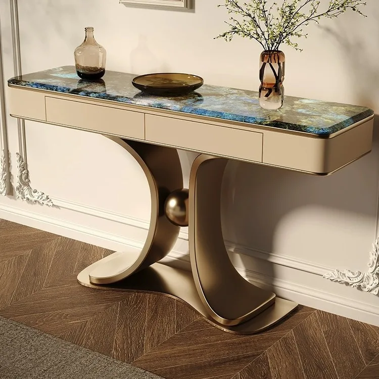 شرفة من الحجر الطبيعي الفاخر، خزانة الشرفة مع أدراج، الدخول إلى الباب، الممر ضد الحائط، الفن الإيطالي البسيط #3