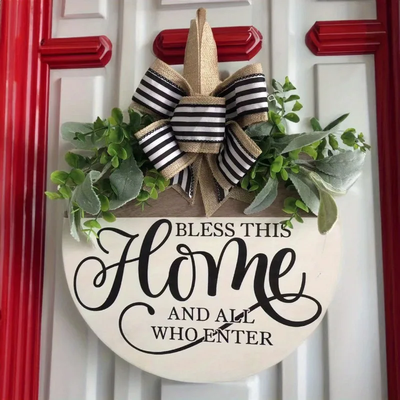 Corona de flores madera colgante puerta bienvenida otoño Navidad - imagen 5