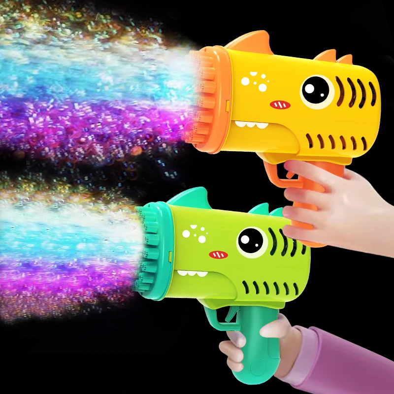 

35 hole children's handheld bubble blowing toy dinosaur cartoon electric bubble machine Gatling without battery and bubble water
