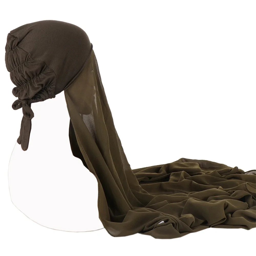 

Instant Hijab With Cap Heavy Chiffon Jersey Hijab For Women Veil Muslim Fashion Islam Hijab Cap Scarf For Muslim Women Headscarf