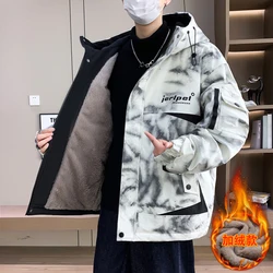 Top 2024 Winter Warm Windjacke Parka Herren Abnehmbarer Pelzkragen Baumwolle Gefütterte Jacken Streetwear Mittellanger Dicker Kapuzenmantel
