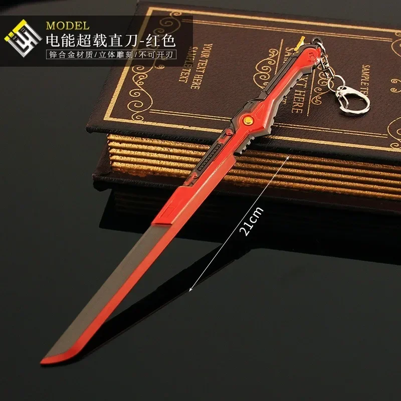 21 cm Valorant Peripherie Elektrische Gerade Messer Modell Legierung 1:6 Handwerk Spielzeug Sammlung Schlüsselbund Ornamente für Valorant Fans Geschenk