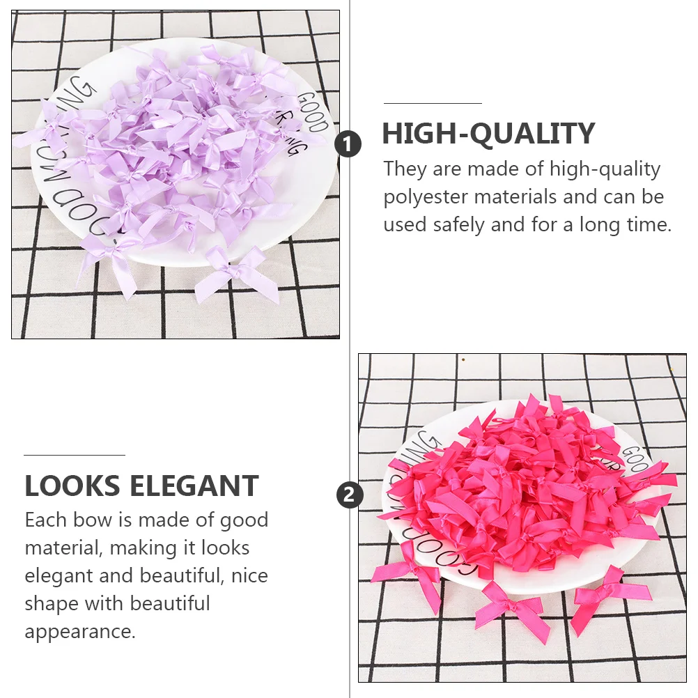 

100Pcs Colorful Bowknots Fine Workmanship Small Bows for DIY Accessories Sewing Crafts Festive Decorations Card Making Ornament