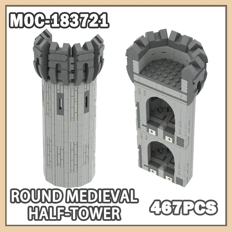 

MOC-183721 Classic Round Medieval Half-Tower Building Block Model Brick Puzzles Hand Assembly Stress-Relief Gifts Toys 467PCS